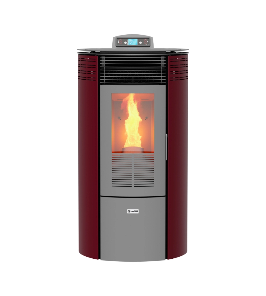 Stufa a pellet canalizzata canadian stove "columbia 12c" bordeaux 8,7 kw