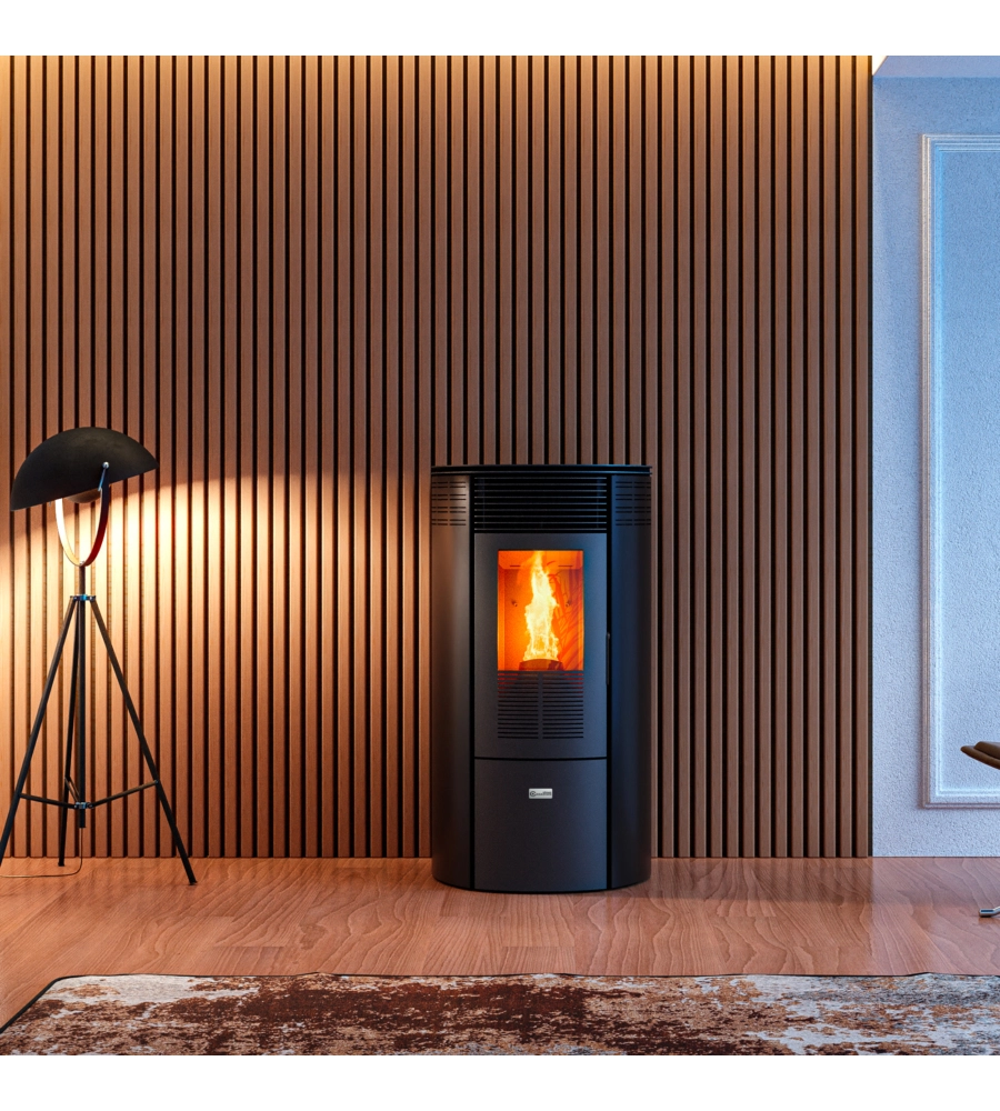 Stufa a pellet canalizzata canadian stove "columbia 12c" nero 8,7 kw