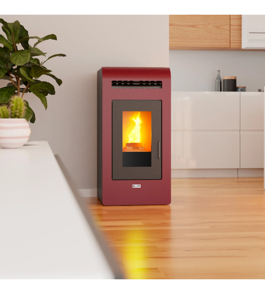 Stufa a pellet canalizzata canadian stove "vancouver 14c" bordeaux 12,5 kw