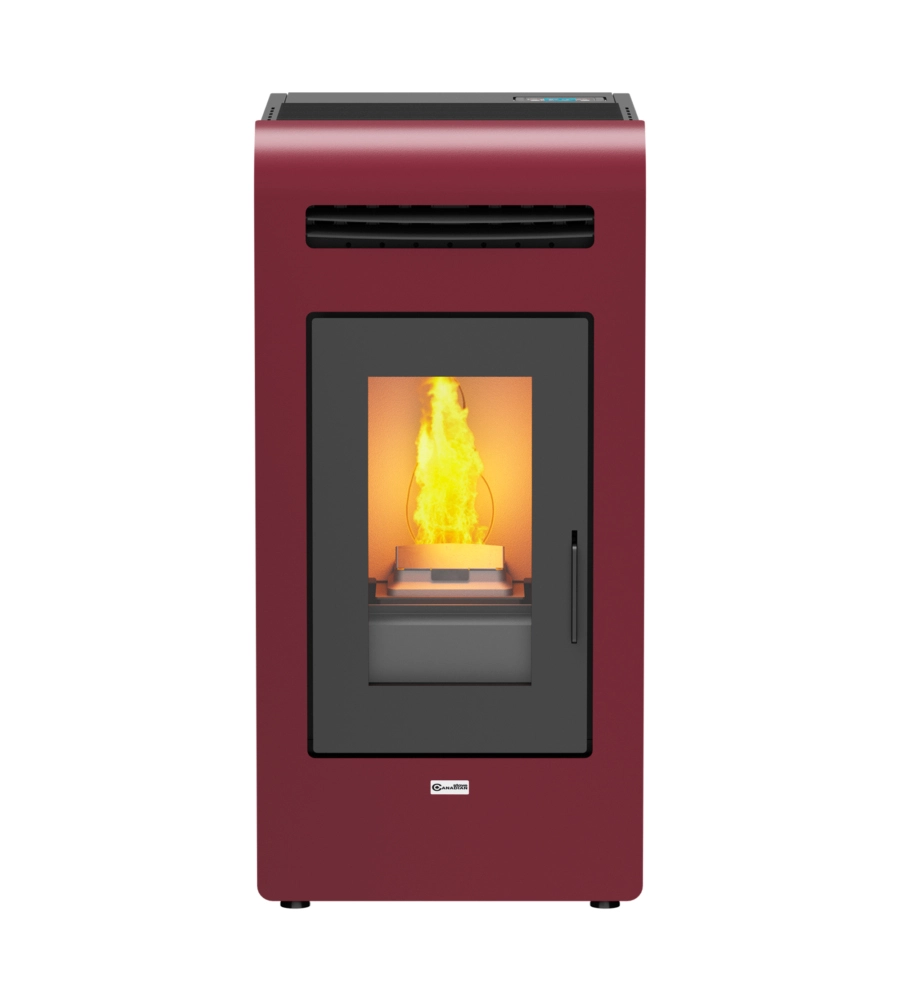 Stufa a pellet canalizzata canadian stove "vancouver 14c" bordeaux 12,5 kw