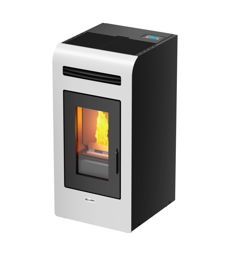 Stufa a pellet canalizzata canadian stove "vancouver 14c" bianco 12,5 kw