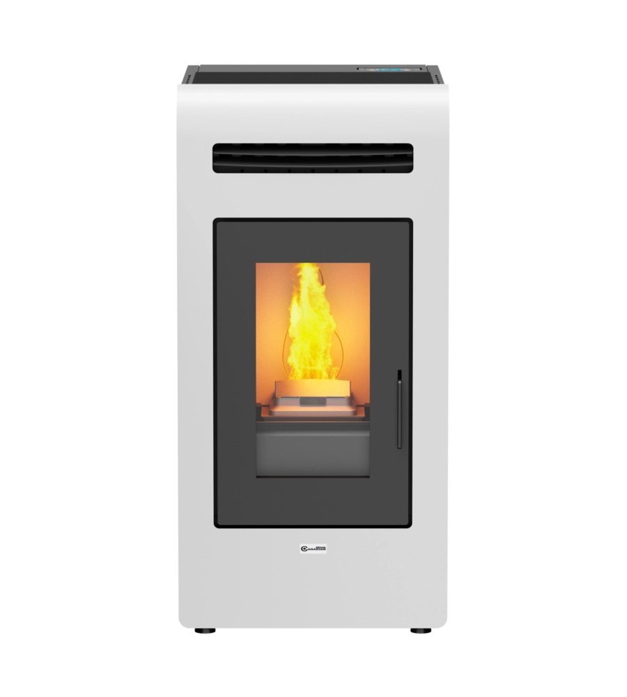 Stufa a pellet canalizzata canadian stove "vancouver 14c" bianco 12,5 kw