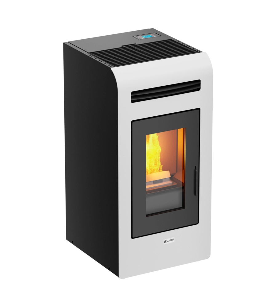 Stufa a pellet canalizzata canadian stove "vancouver 14c" bianco 12,5 kw