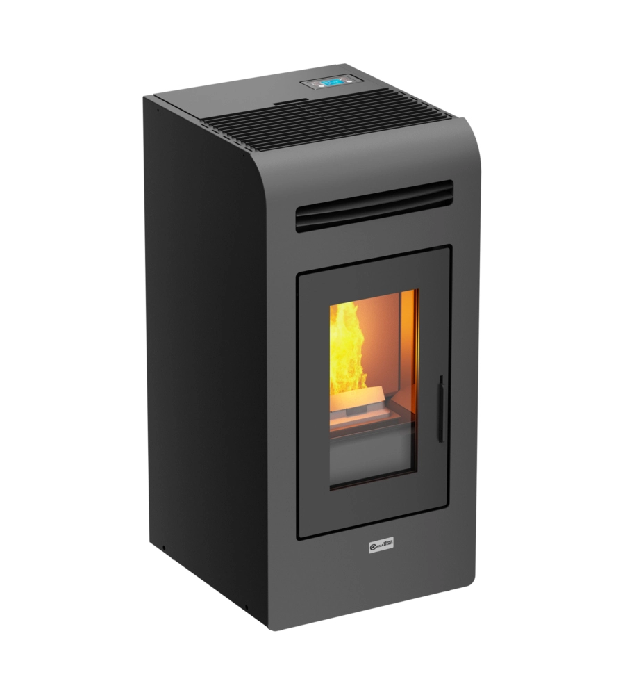 Stufa a pellet canalizzata canadian stove "vancouver 14c" grigio 12,5 kw