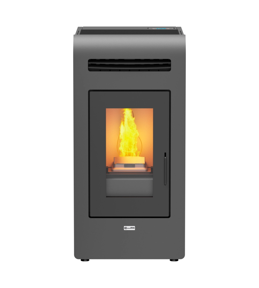 Stufa a pellet canalizzata canadian stove "vancouver 14c" grigio 12,5 kw