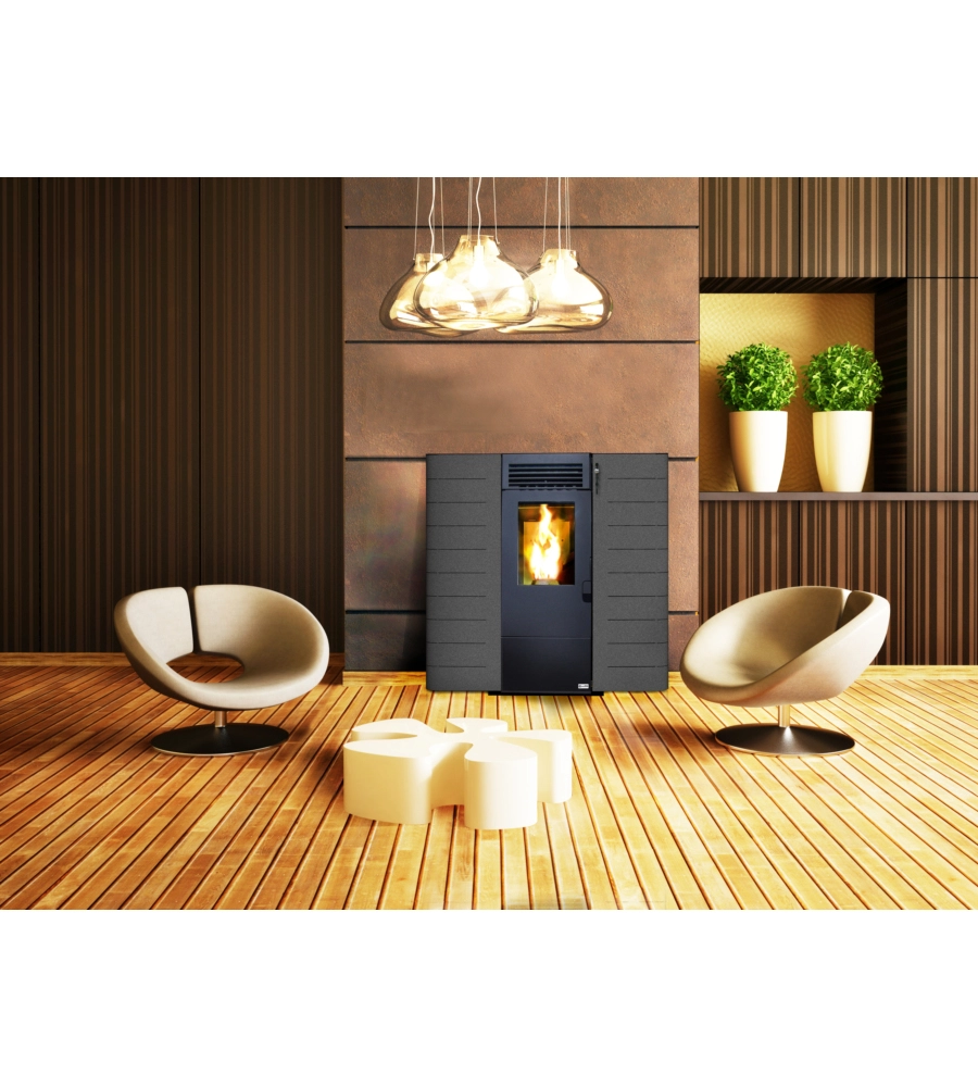 Stufa a pellet slim canadian stove "slim 6" grigio puntinato 6,14 kw