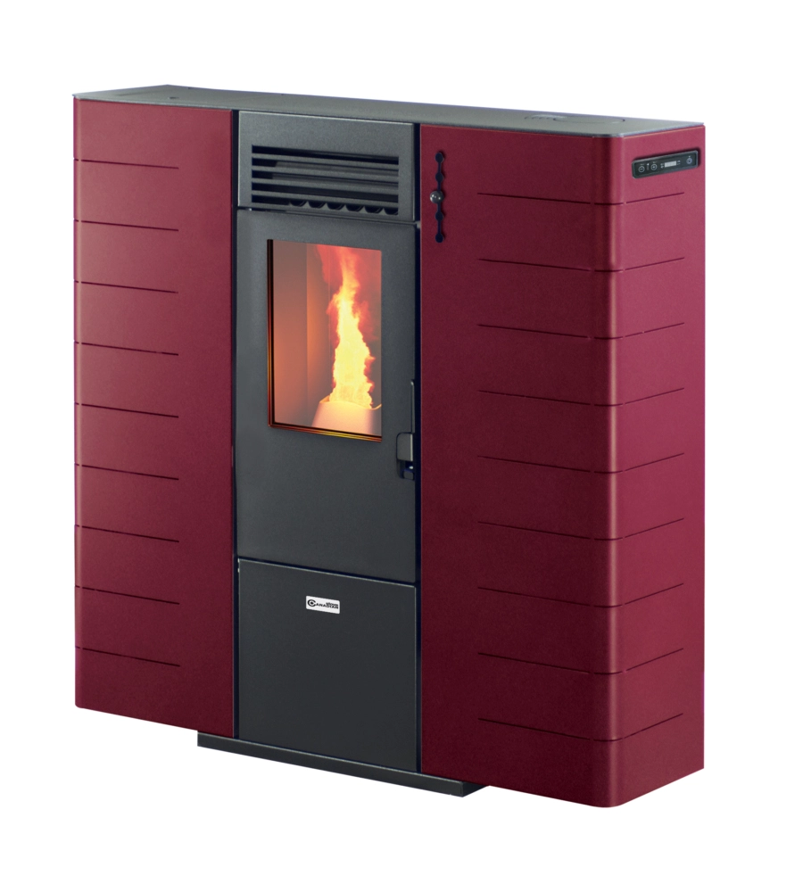 Stufa a pellet slim canalizzata canadian stove "slim 8c" bordeaux 7,48 kw