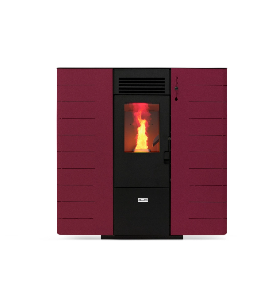 Stufa a pellet slim canalizzata canadian stove "slim 8c" bordeaux 7,48 kw