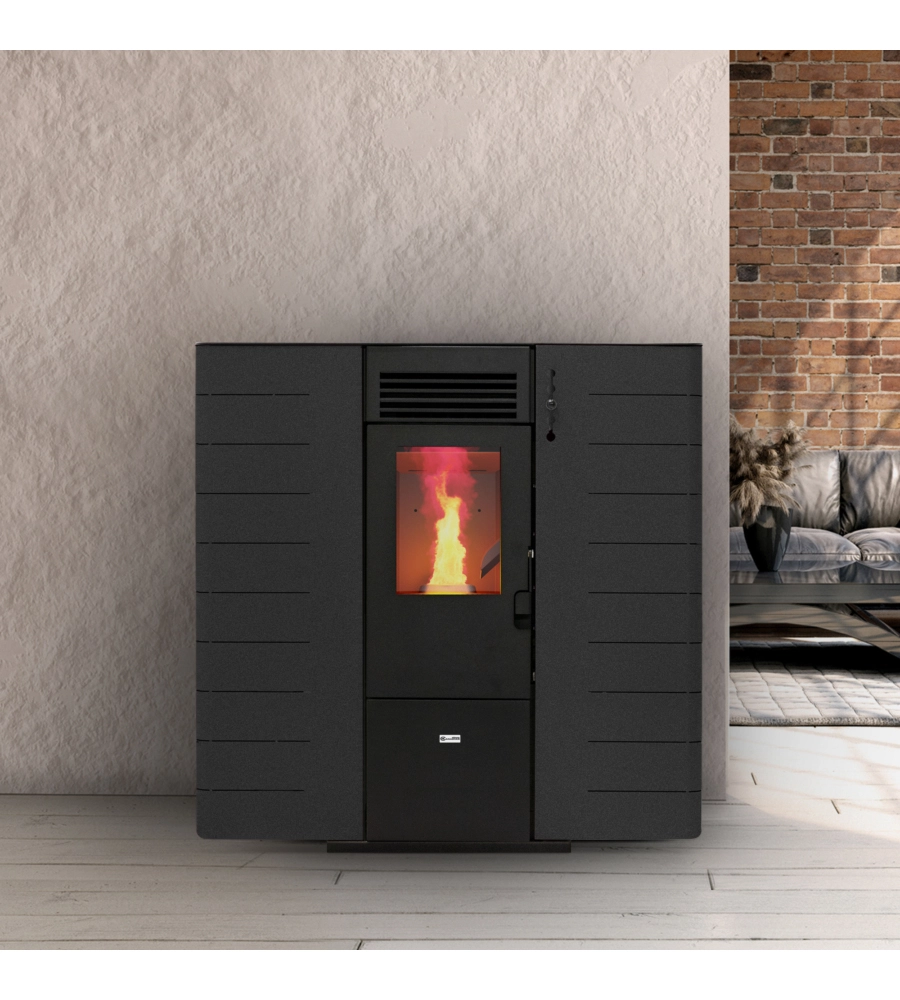 Stufa a pellet slim canalizzata canadian stove "slim 8c" grigio puntinato 7,48 kw