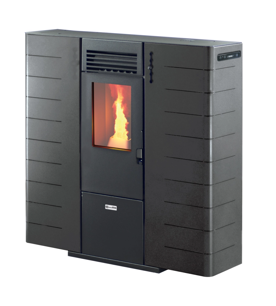 Stufa a pellet slim canalizzata canadian stove "slim 8c" grigio puntinato 7,48 kw