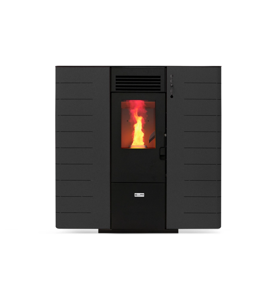 Stufa a pellet slim canalizzata canadian stove "slim 8c" grigio puntinato 7,48 kw