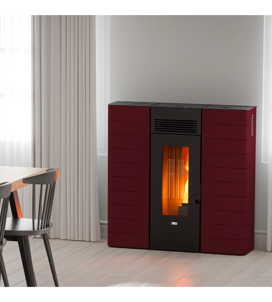 Stufa a pellet slim canalizzata canadian stove "slim 12c" bordeaux 11,14 kw