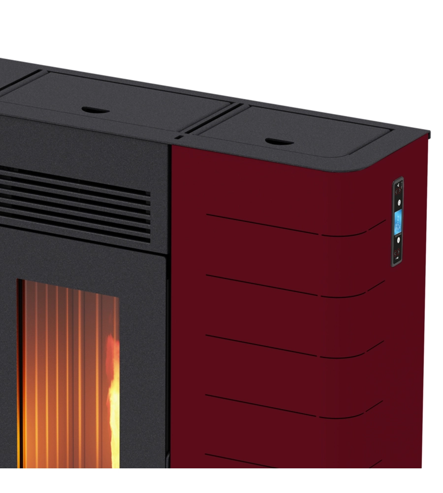 Stufa a pellet slim canalizzata canadian stove "slim 12c" bordeaux 11,14 kw