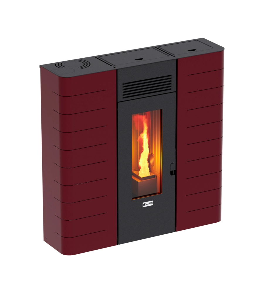 Stufa a pellet slim canalizzata canadian stove "slim 12c" bordeaux 11,14 kw