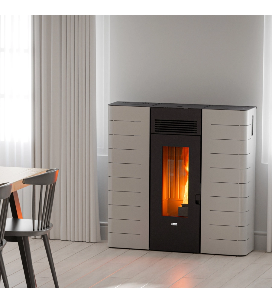 Stufa a pellet slim canalizzata canadian stove "slim 12c" bianco 11,14 kw