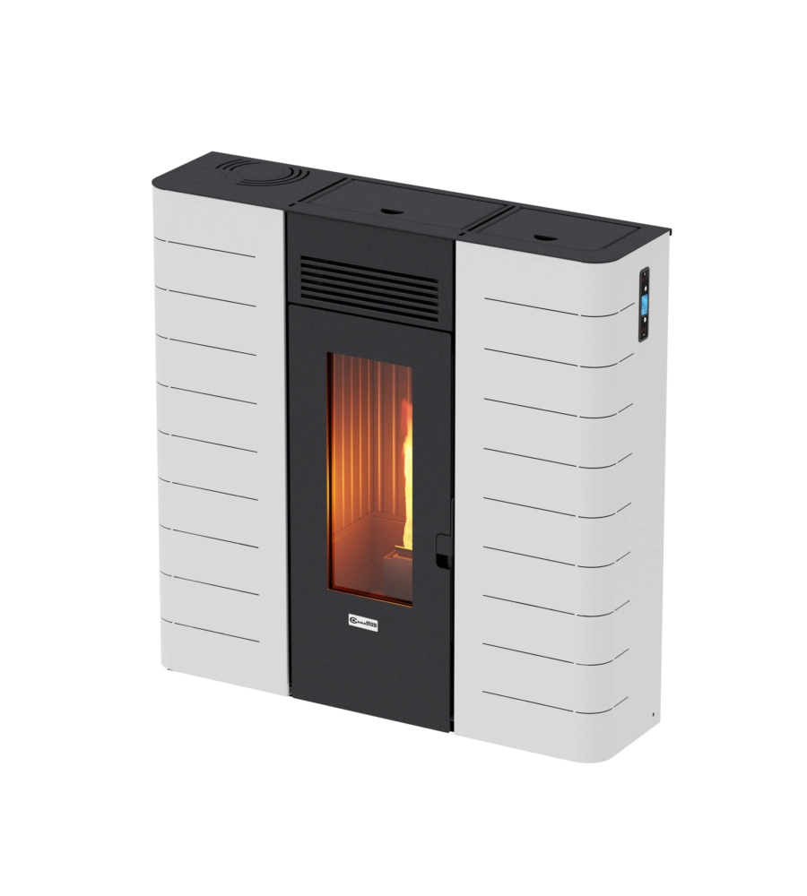 Stufa a pellet slim canalizzata canadian stove "slim 12c" bianco 11,14 kw