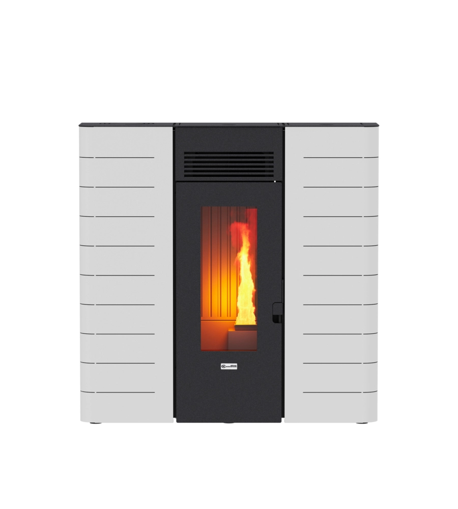 Stufa a pellet slim canalizzata canadian stove "slim 12c" bianco 11,14 kw