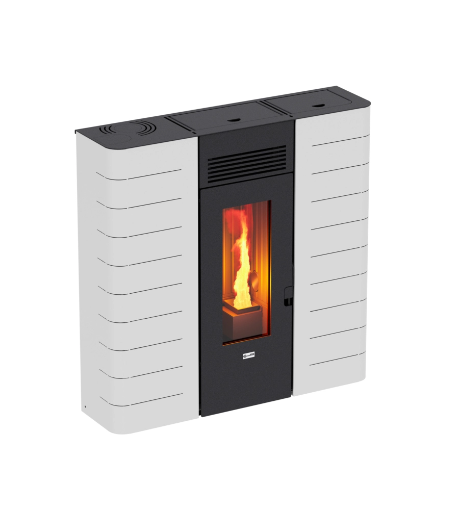 Stufa a pellet slim canalizzata canadian stove "slim 12c" bianco 11,14 kw