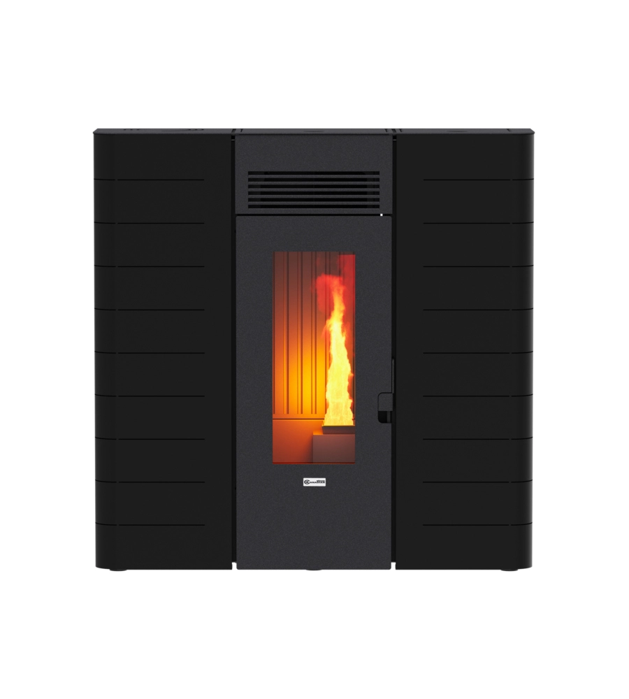 Stufa a pellet slim canalizzata canadian stove "slim 12c" nero 11,14 kw