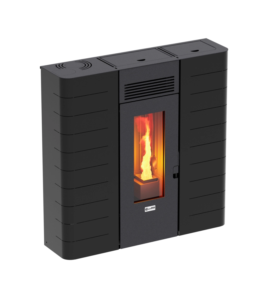 Stufa a pellet slim canalizzata canadian stove "slim 12c" nero 11,14 kw