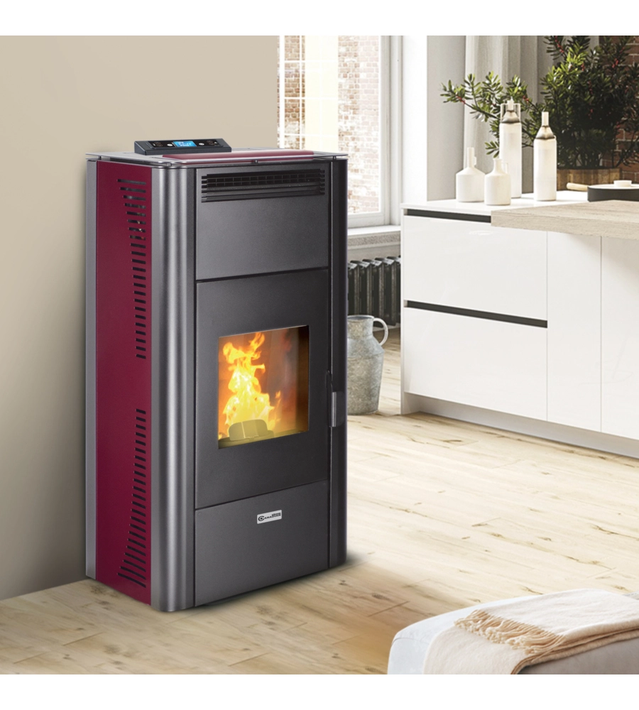 Termostufa a pellet canadian stove "idro ceramic 17" bordeaux 17 kw