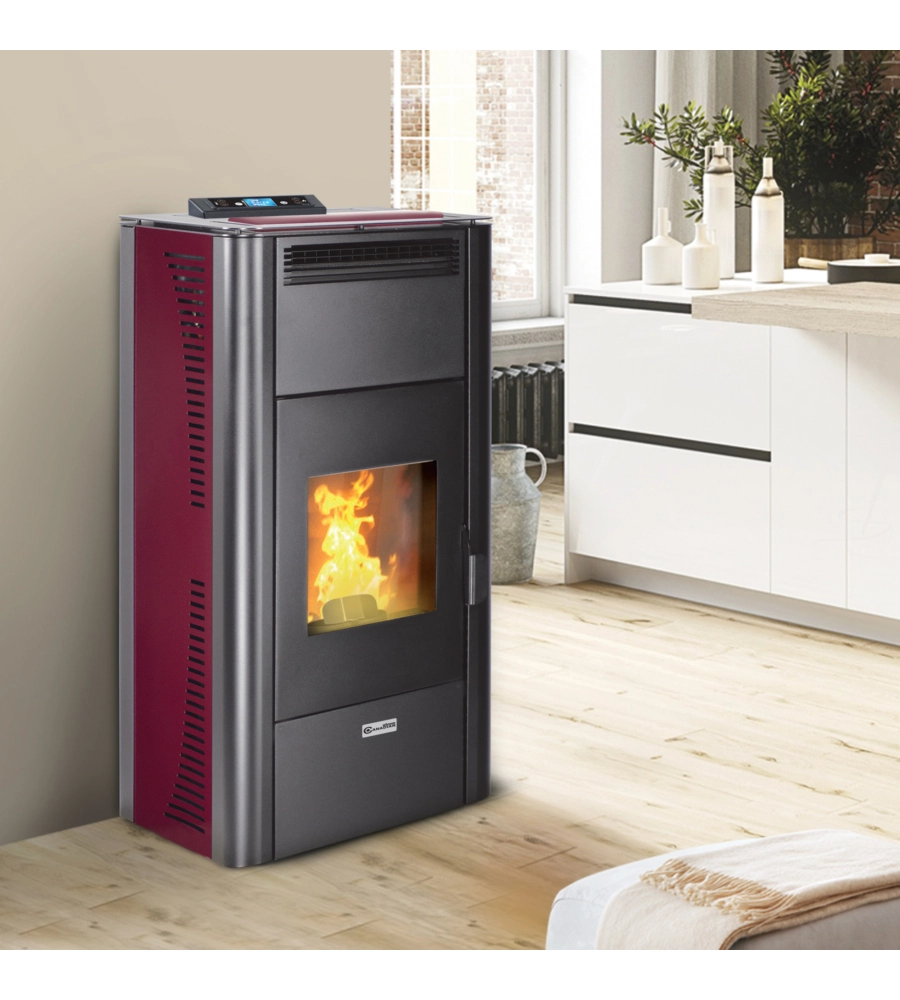 Termostufa a pellet canadian stove "idro 20" bordeaux 18 kw