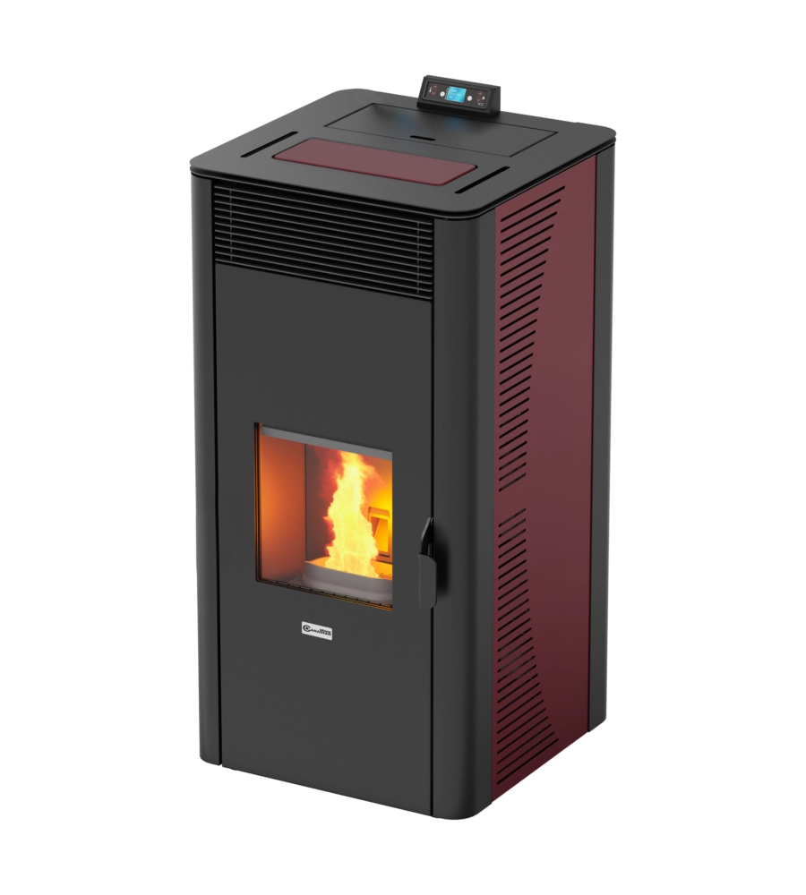 Termostufa a pellet canadian stove "idro ceramic 28" bordeaux 25,8 kw