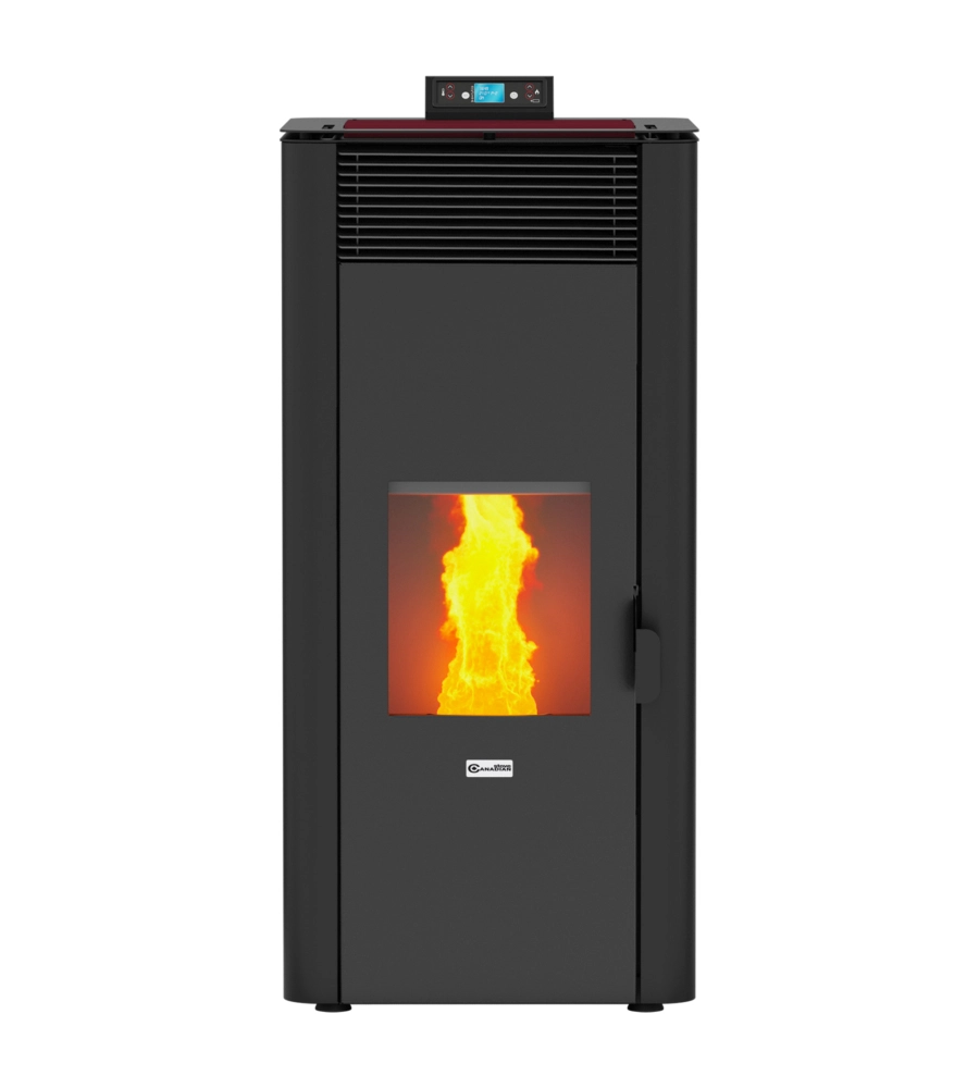 Termostufa a pellet canadian stove "idro ceramic 28" bordeaux 25,8 kw