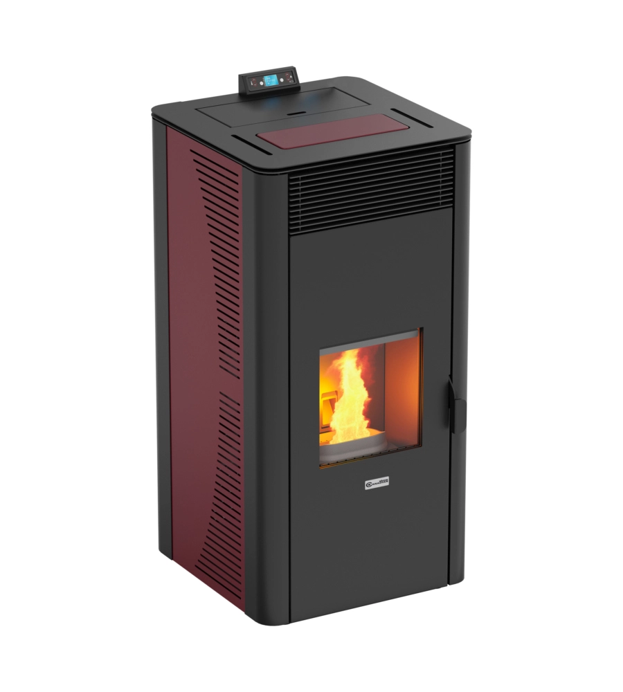 Termostufa a pellet canadian stove "idro ceramic 28" bordeaux 25,8 kw