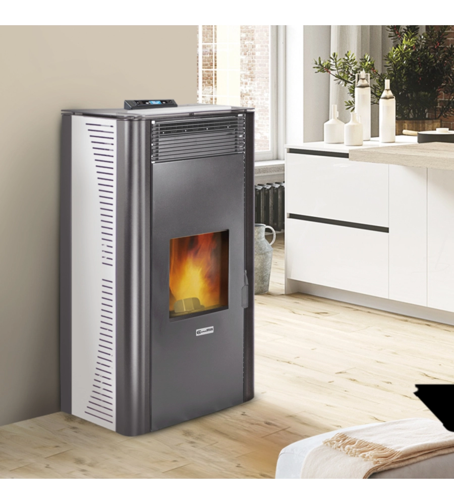 Termostufa a pellet canadian stove "idro ceramic 28" bianco 25,8 kw