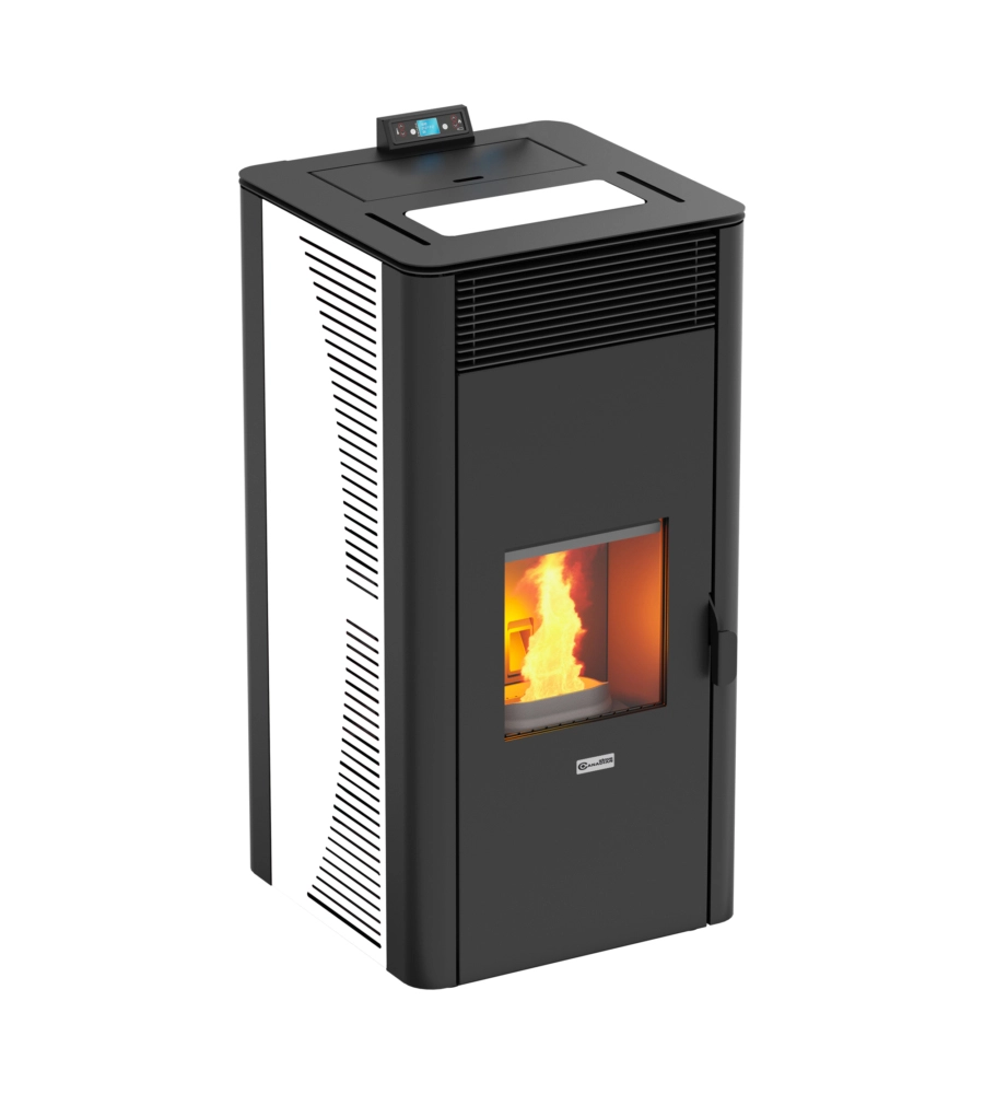 Termostufa a pellet canadian stove "idro ceramic 28" bianco 25,8 kw