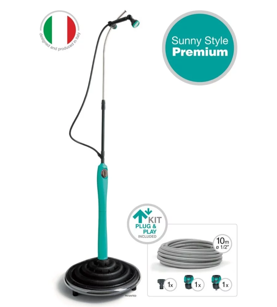 Doccia solare sunny style premium con acqua calda da esterno - azzurra