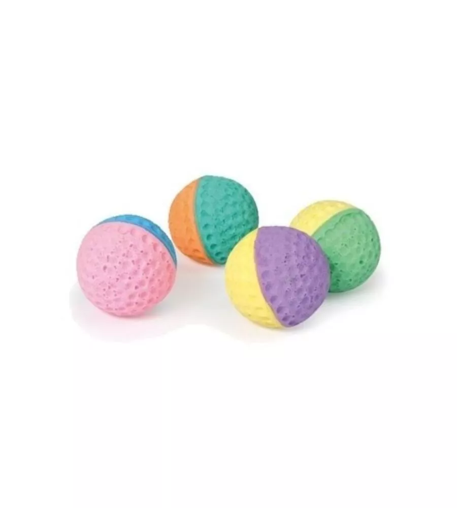 Confezione da 2 palline per gatto in spugna "sponge roundball", diametro 4 cm