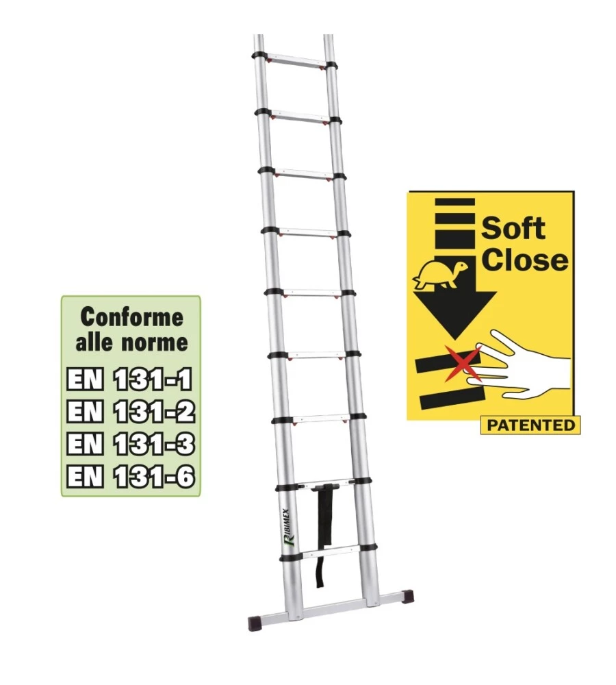 Scala telescopica allungabile in alluminio da 11 gradini con altezza massima di 320 cm - ribimex.