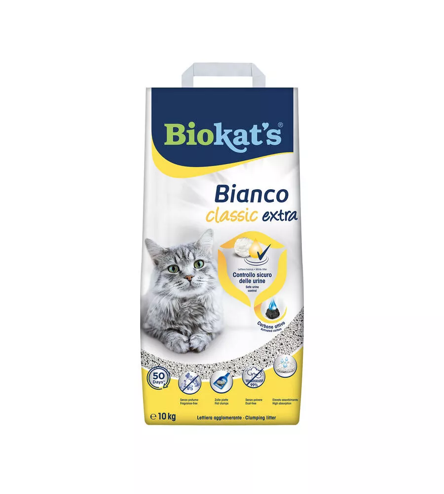 Lettiera igienica per gatti biokat's "bianco extra" 10 kg