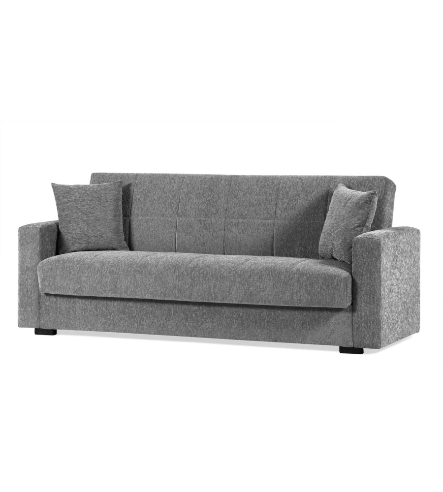 Divano letto "nora" 3 posti in tessuto colore grigio, 212x80x87 cm