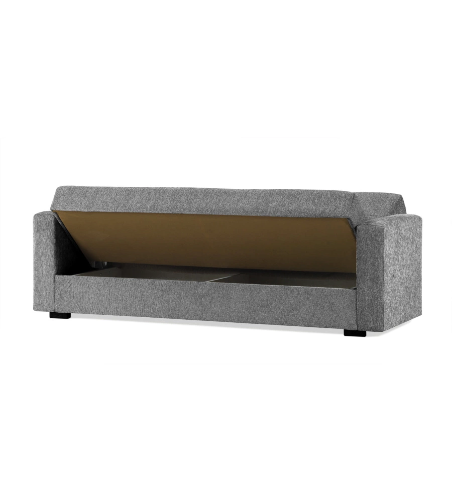 Divano letto "nora" 3 posti in tessuto colore grigio, 212x80x87 cm