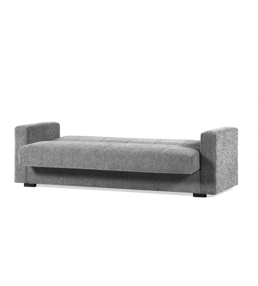 Divano letto "nora" 3 posti in tessuto colore grigio, 212x80x87 cm