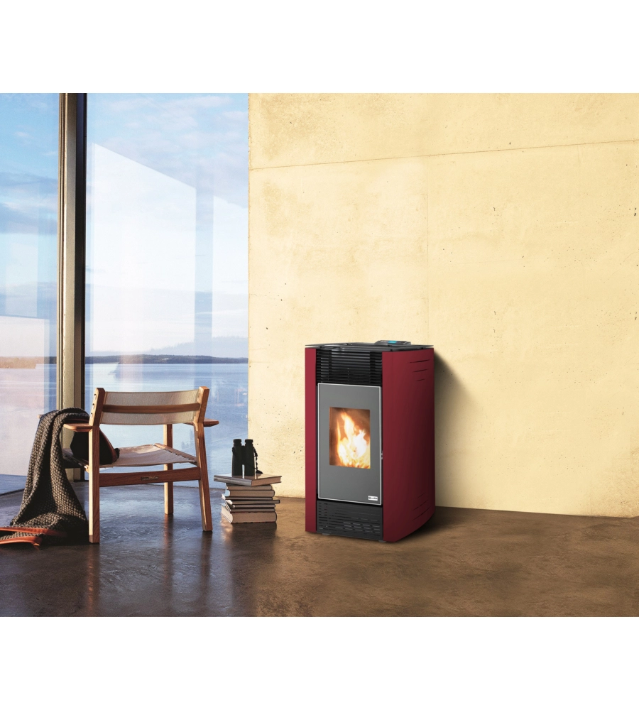 Stufa a pellet canadian stove "ermetica bio 6" bordeaux 6,5 kw