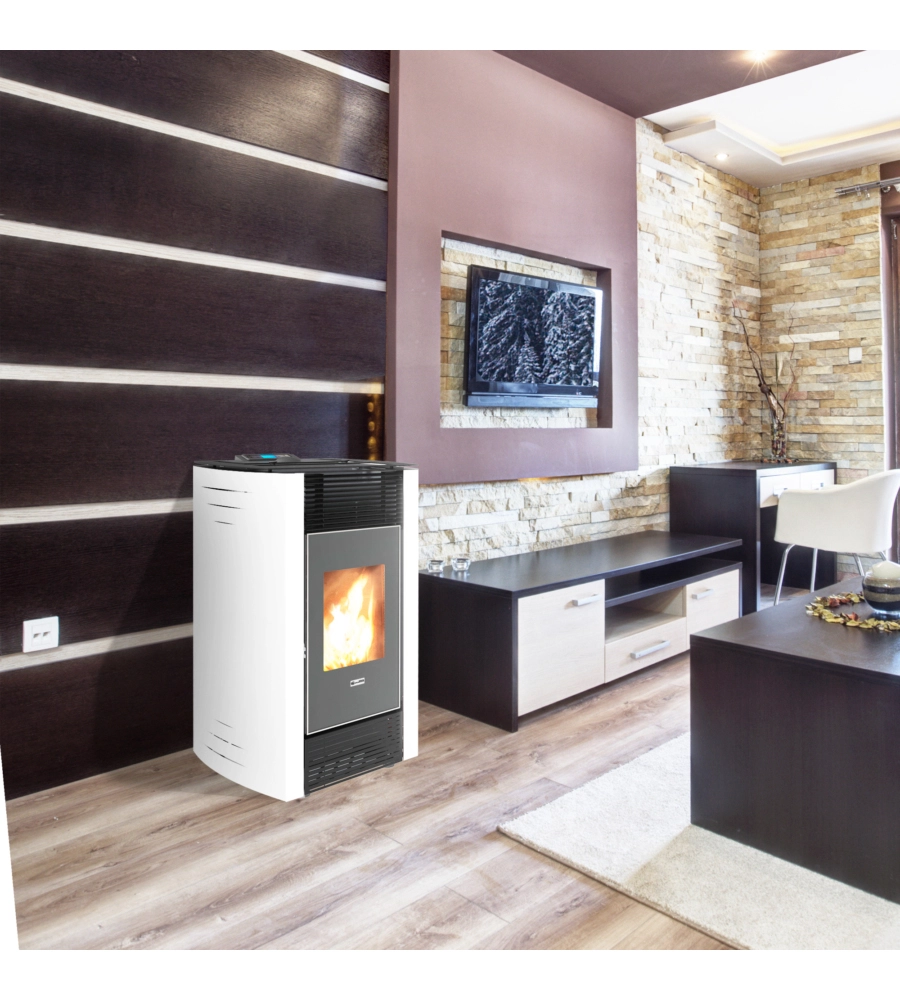 Stufa a pellet canadian stove "ermetica bio 6" bianco 6,5 kw