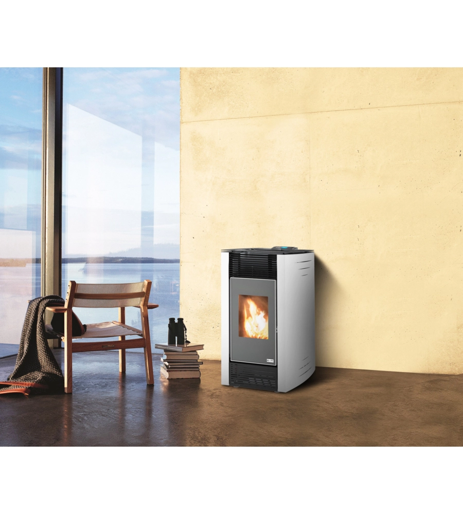 Stufa a pellet canadian stove "ermetica bio 8" bianco 7,6 kw