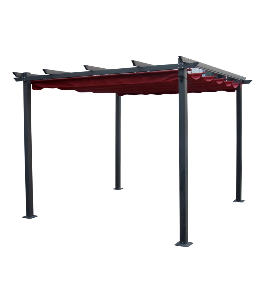 Gazebo pergola da esterno euro garden "daiana" in acciaio colore burgundy, 3x3 m