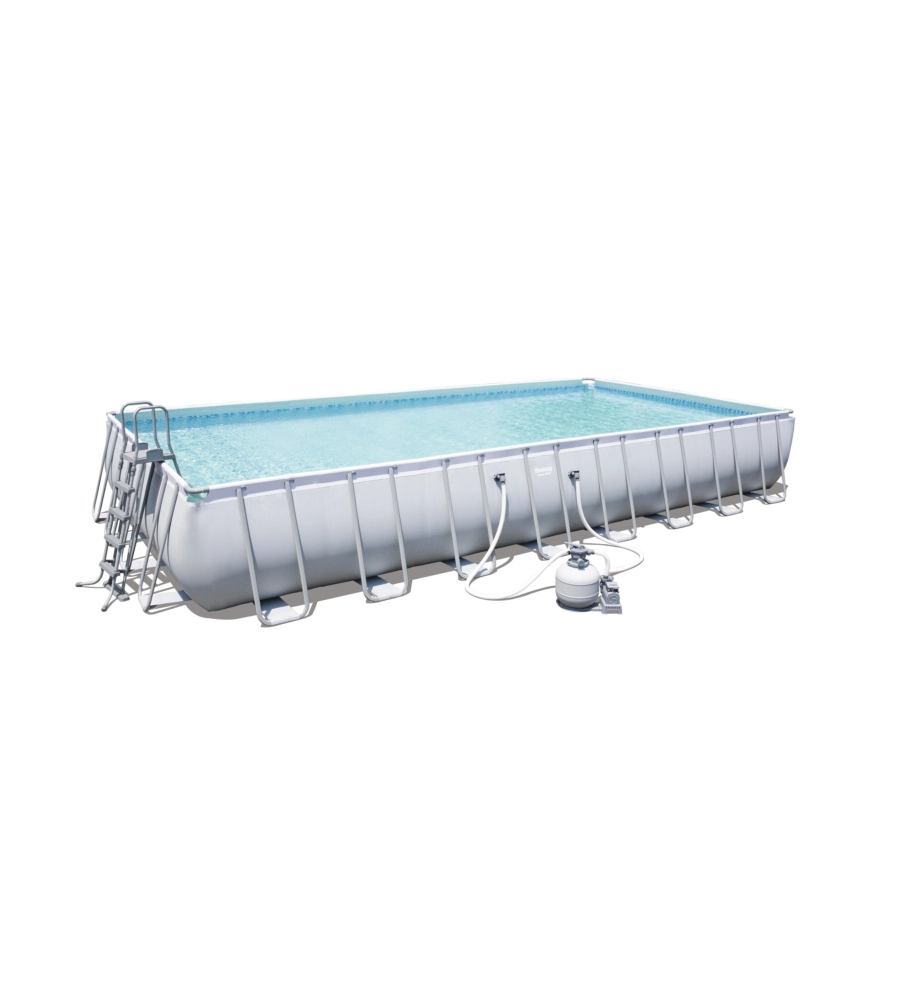 Piscina fuori terra rettangolare bestway "power steel frame" 956x488x132 cm con telo, pompa e scaletta - cod. 56623