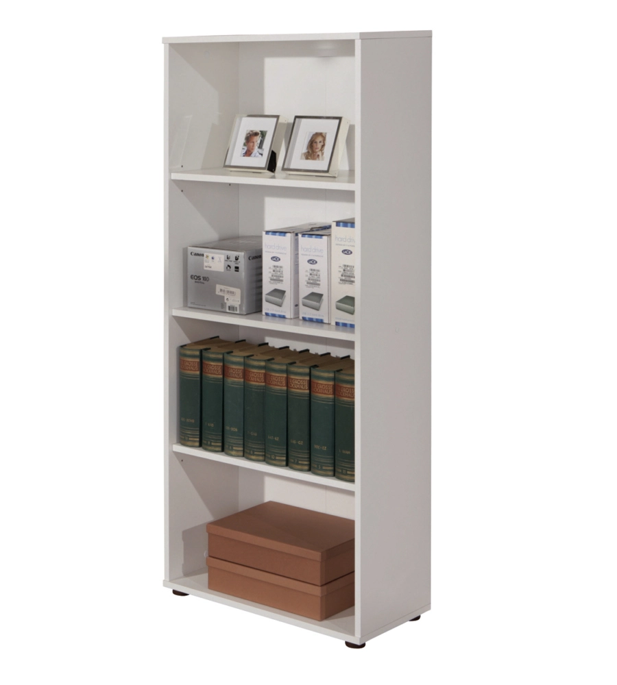 Libreria 4 ripiani laminato bianco, 60x145x30 cm