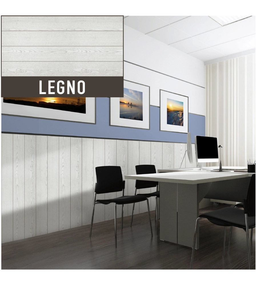 Lastra decorativa in polipropilene con stampa effetto legno bianco, 100x50 cm