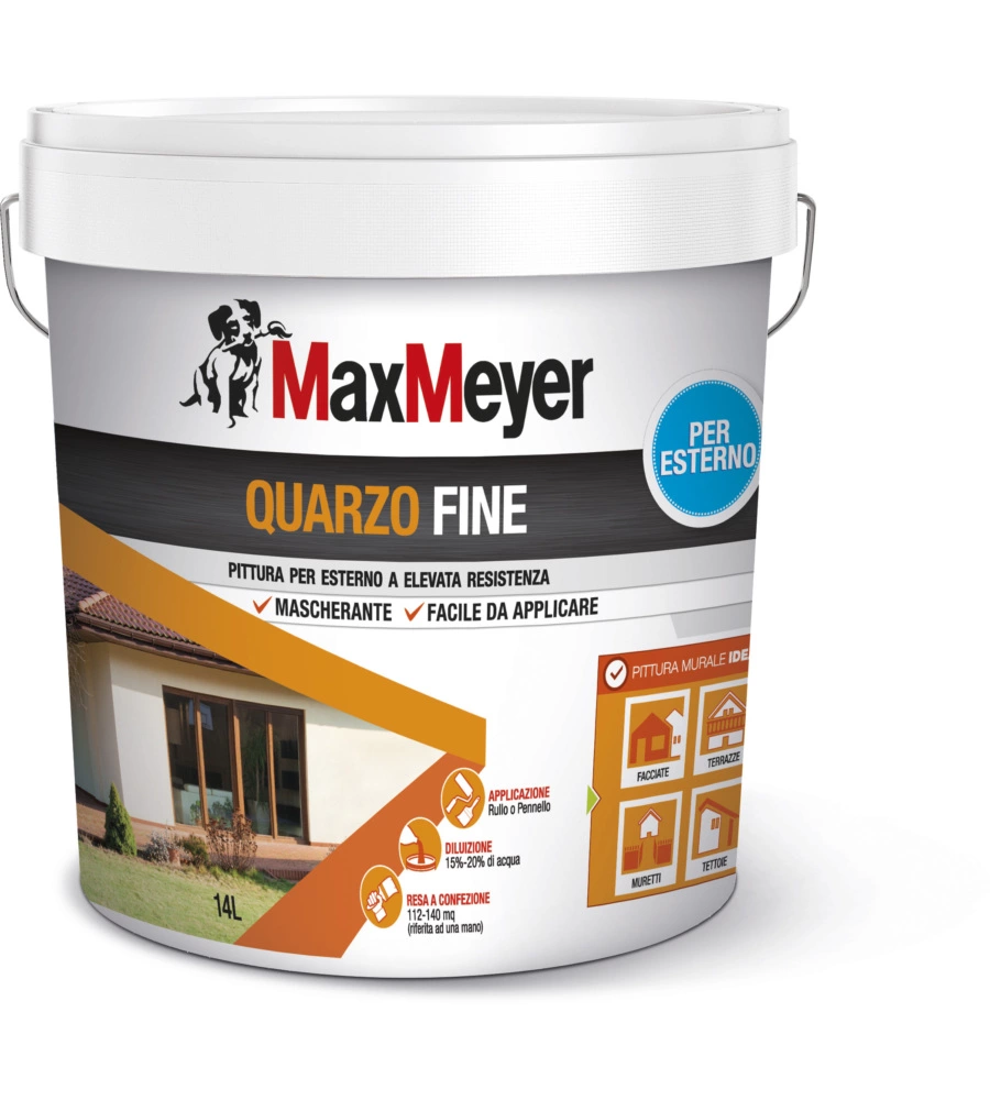 Pittura per esterni quarzo fine  bianco lt 14 -max meyer