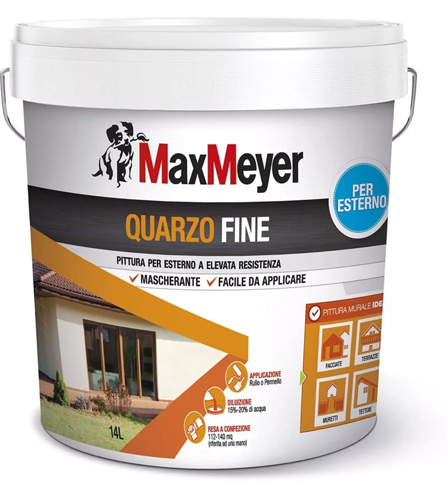 Pittura per esterni quarzo fine  bianco lt 14 -max meyer