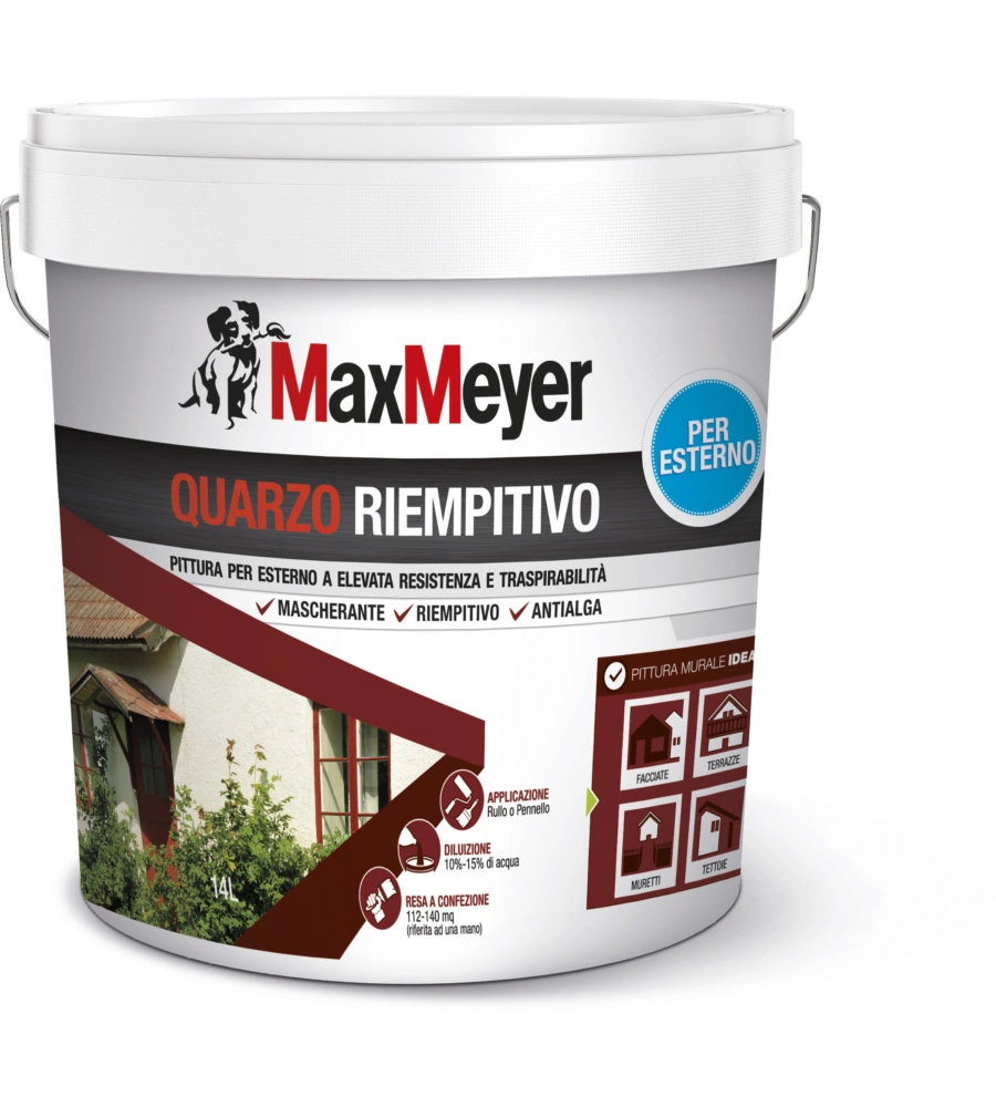 Pittura quarzo riempitivo antialga bianco 14 lt - max meyer