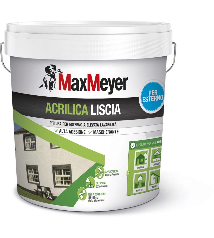 Pittura per esternoacrilica bianco 14 litri - max meyer