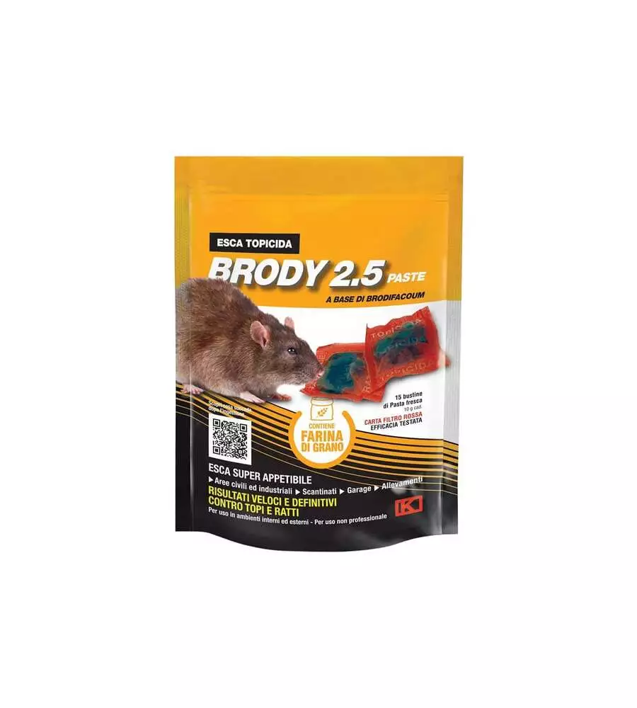 Esca topicida kollant "brody 2.5" colore rosso in pasta, 150 grammi